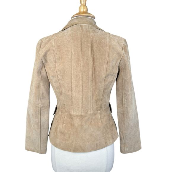 Colebrook Classics Genuine Leather Suede Camel Tan Collared Jacket Size Small - Picture 9 of 16